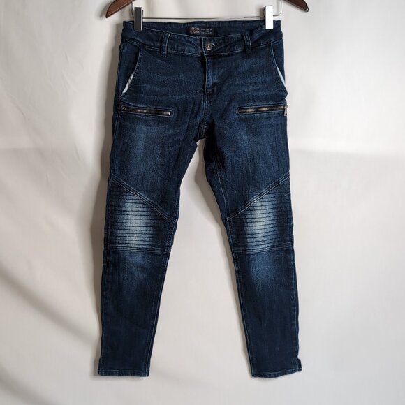 Zara Basic Z1975 Denim Women's Low Rise Moto Cropped Ankle Jean, Size 6 - Picture 1 of 9